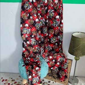 Men's Cartoon Character Pajama Bottoms - Red and Black